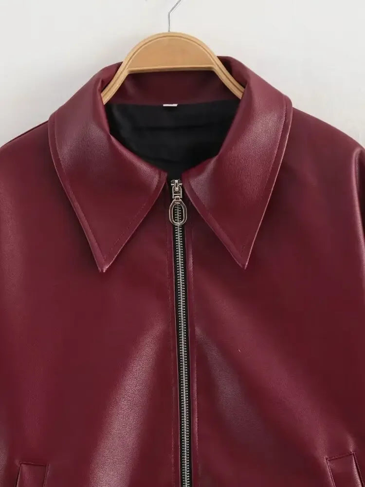Moto Biker Zipper Long Sleeve Jacket