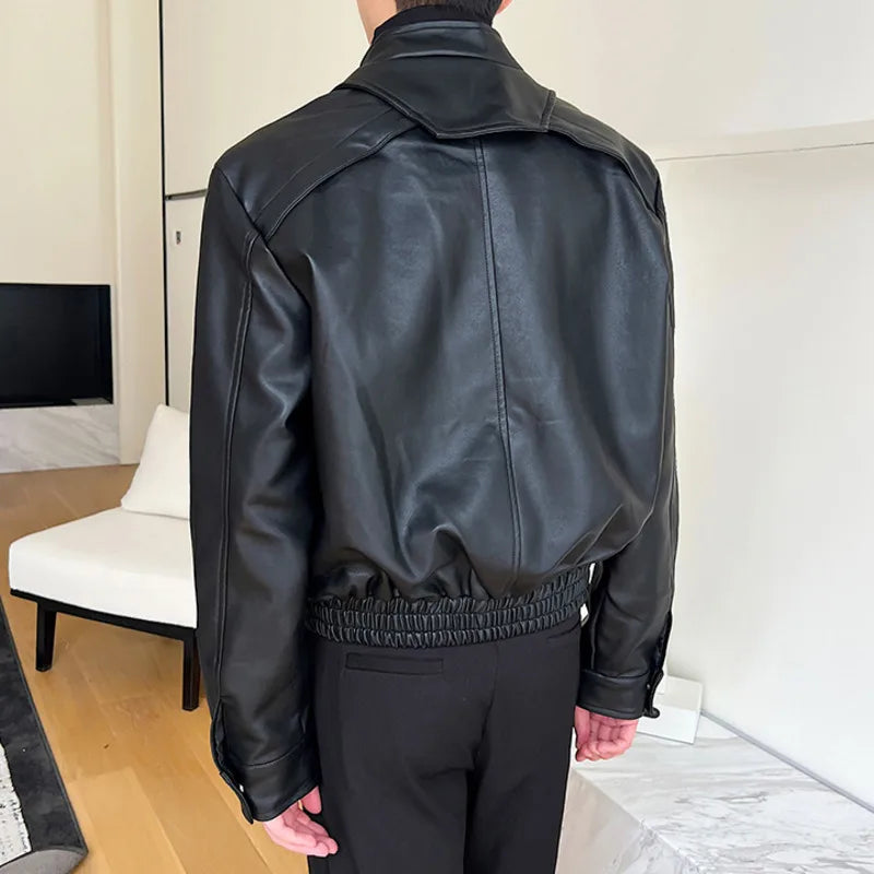 Standing Collar PU Leather Jacket