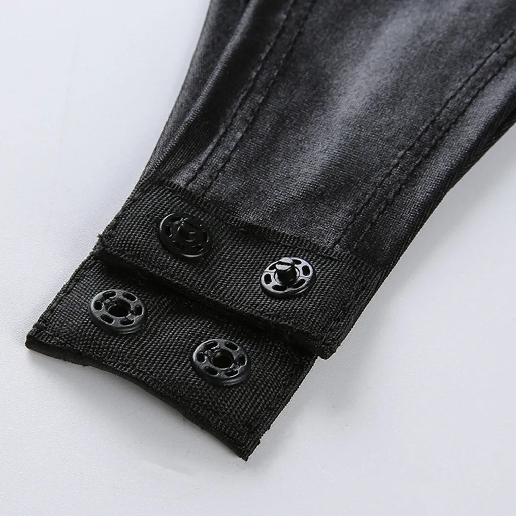 Vintage Women Faux Leather Bodysuit