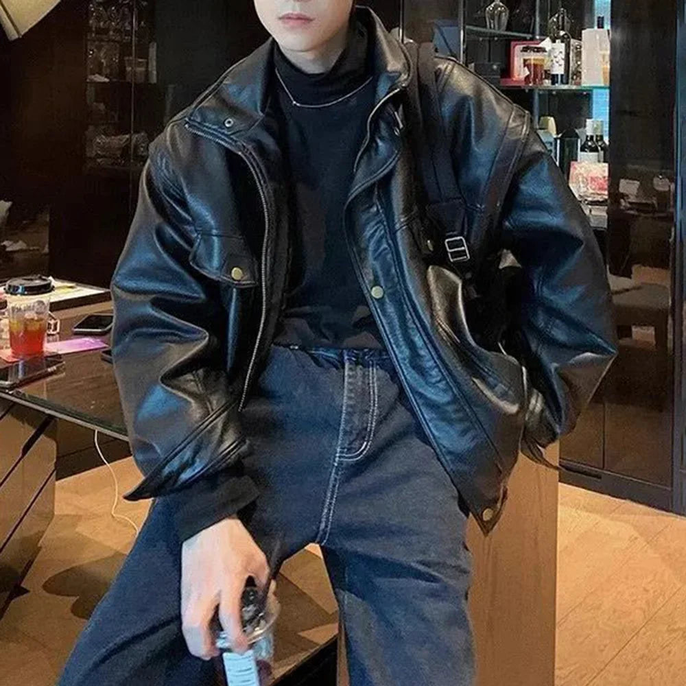 Motorcycle Punk Style Pu Leather Jacket
