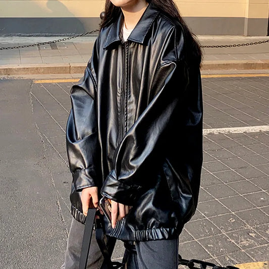 Korean Black Leather Jacket