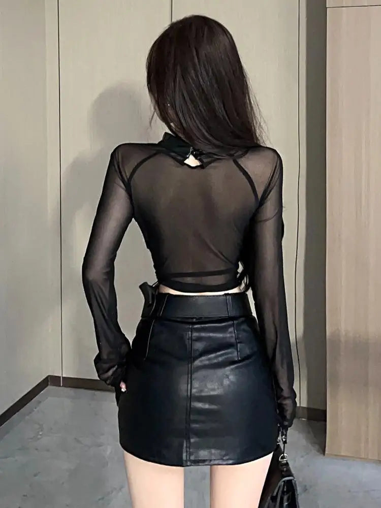 Black Sweet Cool Two Piece Leather