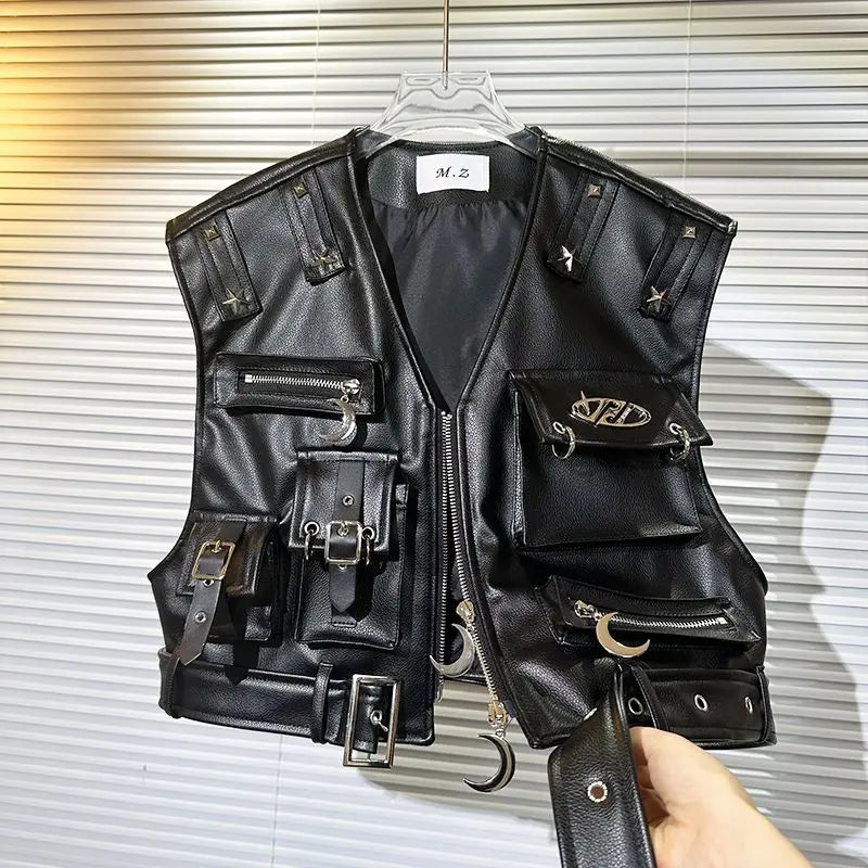 Harajuku Zipper Rivet PU Leather Jacket