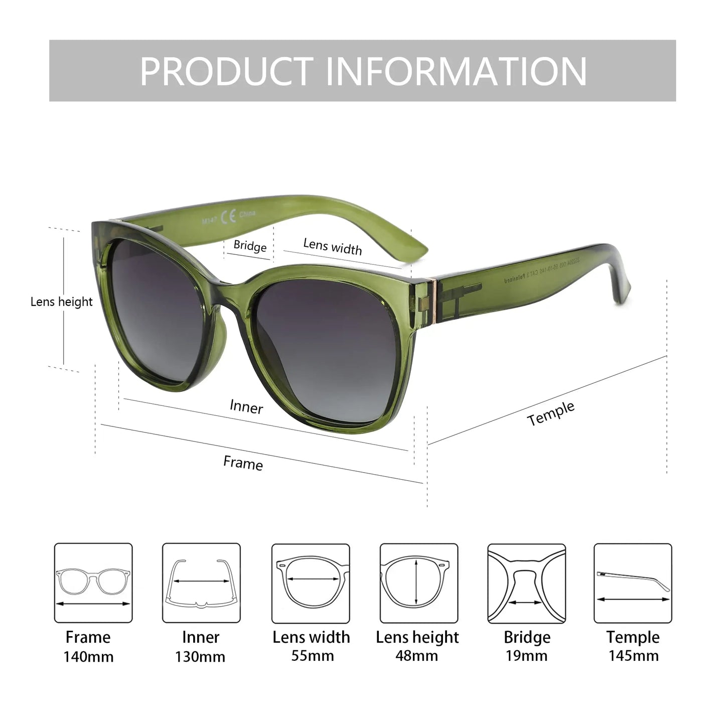 Butterfly Frame Polarized Sunglasses