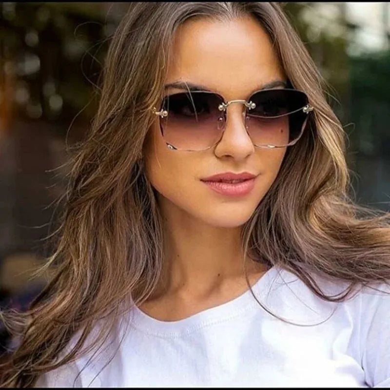 Rimless Gradient Square Sunglasses