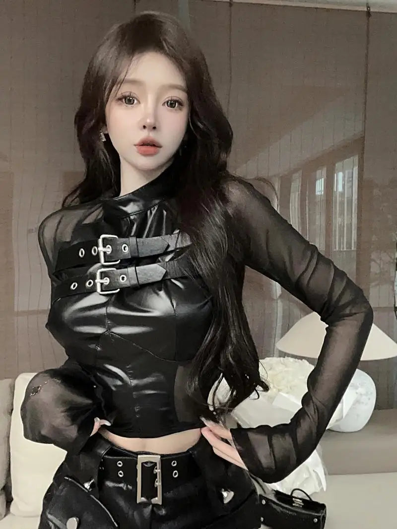 Black Sweet Cool Two Piece Leather