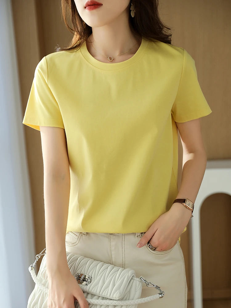 Mercerized Cotton Women Silk T-shirts