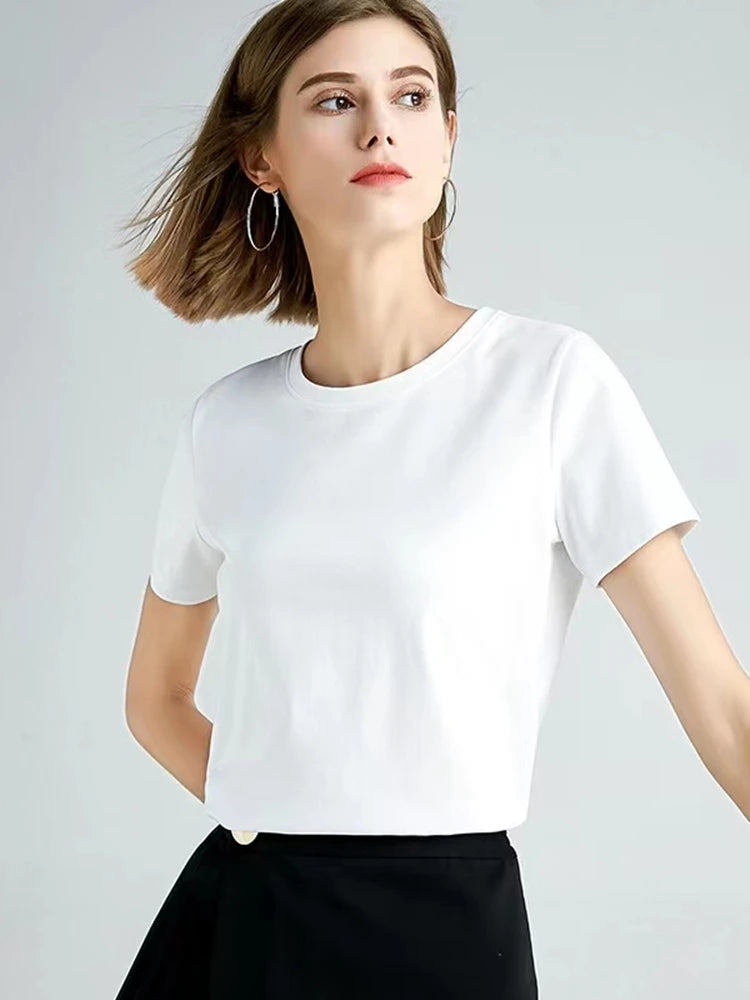 Mercerized Cotton Women Silk T-shirts